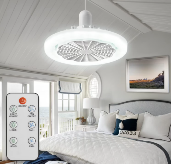Lampe de ventilateur de plafond à intensité variable avec télécommande