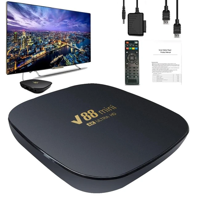 Boîtier Smart TV V88 Mini, Android 12, WIFI 2.4G, 4K – 16/256Go - Ivoirshop  - Site de vente en ligne en Côte d'ivoire