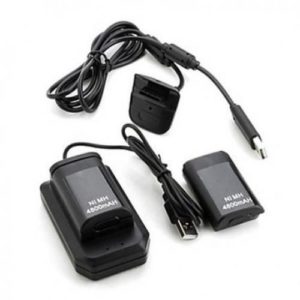XBOX Kit De Charge Double Batteries + Chargeur Pour Manette Sans Fil Xbox 360 - Noir
