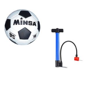 Minsa Ballon De Foot T5 + Pompe Cadeau - Blanc Noir