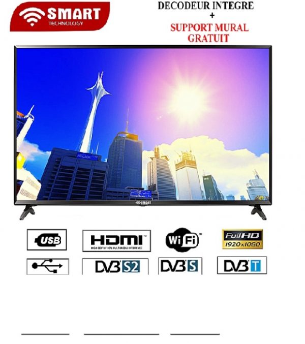 Smart TV LED 40 Pouces - Wifi + Support Intégré