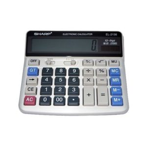 Calculatrice De Bureau Avec Large Ecran 12 Chiffres EL-2136 - Gris