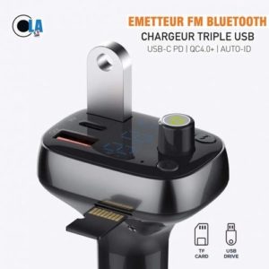 Ola metteur FM Bluetooth + Chargeur Triple USB - Charge Rapide