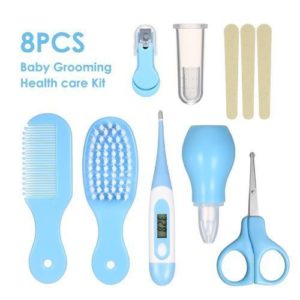 Baby Care Kit De Soin Pour Bébé (Ciseaux, Brosse, Thermomètre, Coupe-ongle, Etc) - Bleu