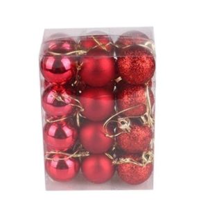 Boule de Noël pour sapin- Lots de 12 boules – Rouge