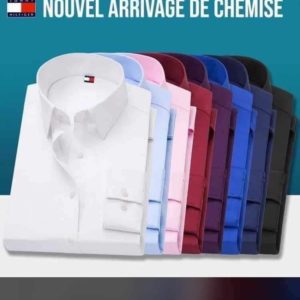 Lot De 6 Chemises Hommes - Manches Longues - Bleu/Blanc/Noir/Rouge Bordeaux