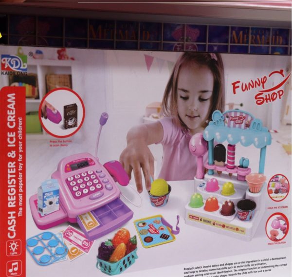 Caisse enregistreuse rose de supermarché jouet magasin de crème glacée