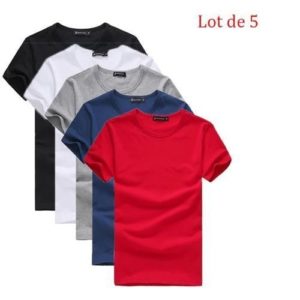 Lot De 5 T-shirts Ras Du Cou 100% Coton - Mulicolore
