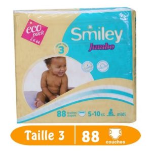Smiley Couches Bébé Jumbo - Taille 3 - 88 couches (5 -10 kg)