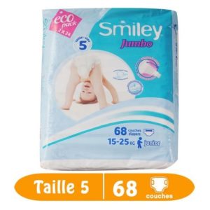 Smiley Couches Bébé Jumbo - Taille 5 - 68 couches (15 -25 kg)
