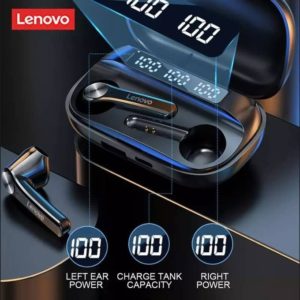 TWS Music Pioneer Casque Sans Fil Lenovo QT81 Bluetooth 5.1 HiFi IPX7 Contrôle Tactile étanche Noir