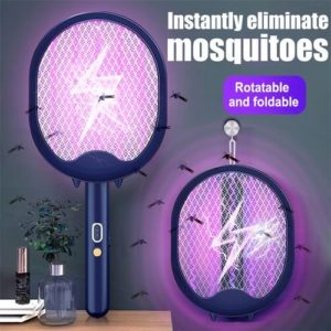 Raquette Anti-moustiques électrique, Rechargeable Par USB- Bleu Foncé