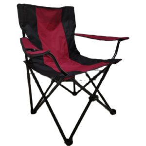 Chaise inclinable en métal de camping/Plage/Maison - Rouge/Noir