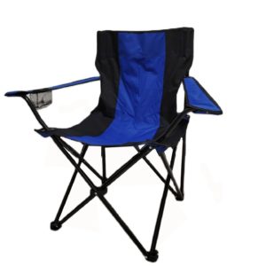 Chaise inclinable en métal de camping/Plage/Maison - Bleu/Noir