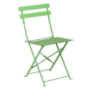 Chaise Pliante De Jardin - Métal Acier à Lattes - Vert - FLORE - Garantie 1 An